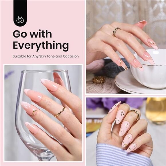 Nude Pink Gel Nail Polish Kit with UV LED Light Nail Lamp 6 Pcs Starter Kit Base - Picture 4 of 7